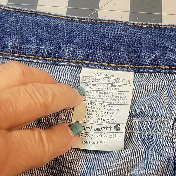 CARHARTT Men's Wide Leg Blue Jeans 44X30 - Picture 12 of 12